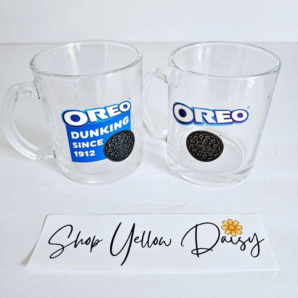 Vtg Oreo Dunking Glass‎ Mug Set Of 2 Collectible 12 Oz By Frankford Candy~F187.2